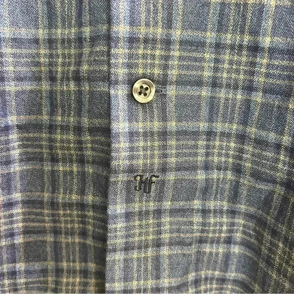 Hickey Freeman Flannel Sport Shirt, NWT - Mens Small- Blue Plaid - Picture 6 of 12